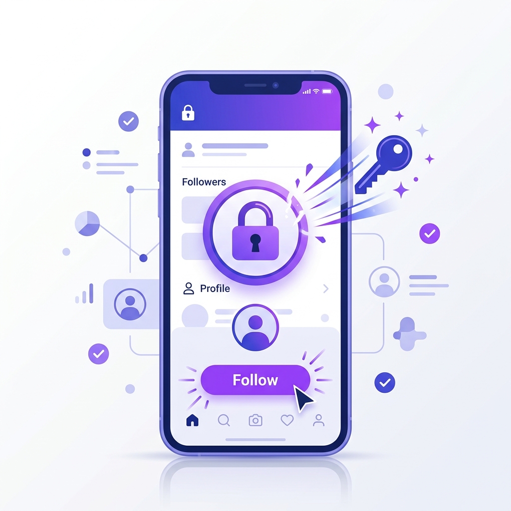 Follow verification gate on Instagram DM chat illustration